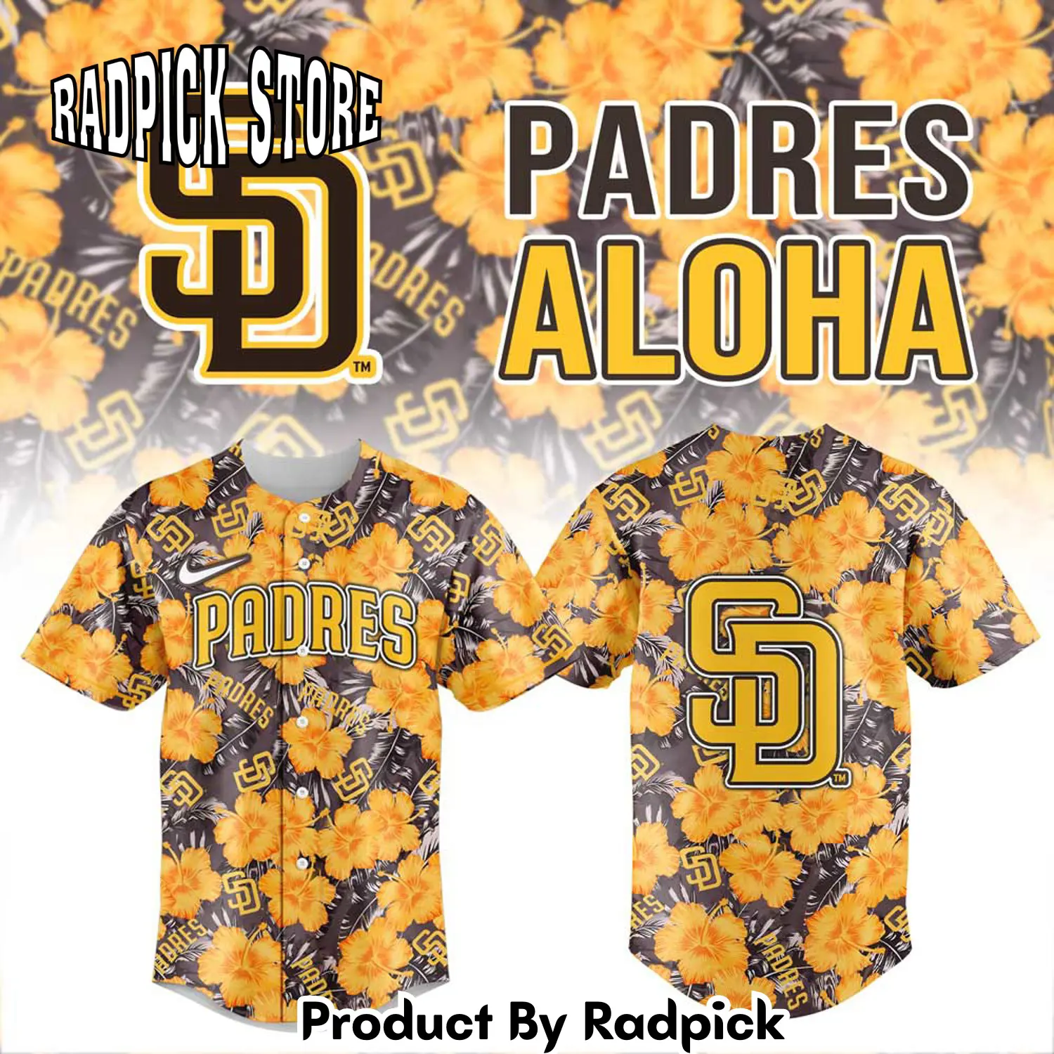 Radpick san diego padres aloha uniform baseball jersey rp127177